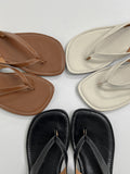 Stitched Leather Flip-flops Slippers