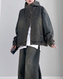 Older High Neck Hood Denim Jacket