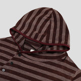 Diagonal button knit hoodie