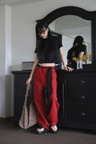 Oxford Red Cotton Pants