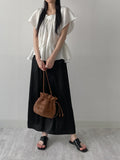 Banding Satin Long Skirt