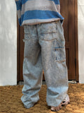 Double Knee Snow Washed Work Denim
