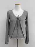 [Sleeveless SET] Sweetie Ribbon Lace Cardigan