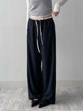 Color Matching Stripe Banding Wide Pants
