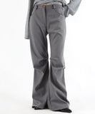 Back button pin tuck bootcut slacks