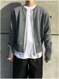 Beirut Wool Fingerhole Two-Tone Knit Zip-Up