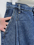 [unisex] Two tuck balloon wide denim pants