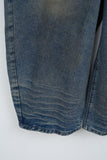 Back Leather Wide Denim