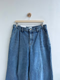 Deep Tuck Wide Blue Denim