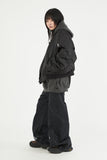 Incision snap cover wide denim pants