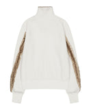 Fur Trim Jersey Zip-up