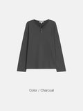 Waffle Henley neck long sleeve
