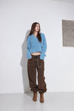 wide brown washing denim