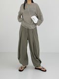 Pleats Nylon Jogger Wide Pants