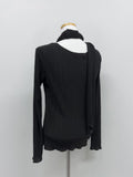 [Muffler set] Pleats U-neck Long Sleeve T-shirt