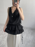 Mori Frill Layered Sleeveless One-Piece Dress