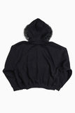 Raccoon fur hood zip-up