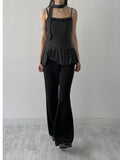 [Tie SET] Stripe frill sleeveless