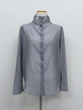 Dent High Neck Tencel See-Through Blouse