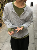 Rian Crop Round Knit Cardigan