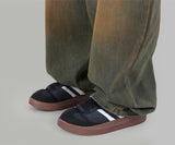 Glossy coated wide jeans