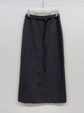 [Setup Available/Three-Piece] Mog Wool Belted Long Skirt