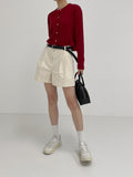 Bed pintuck cotton short pants