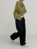 Big Collar Over Fit Leather Blouson