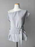 Hepburn Wrap Boat Neck Blouse
