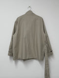 High-neck belted half trench coat