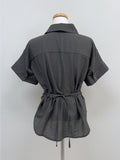 Paper Unbalanced Strap Short Sleeve Blouse