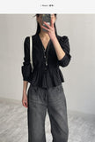 Cello V-Neck Shirred Blouse