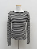 Punching Stripe Boat Neck T-Shirt