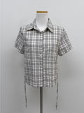 Tartan Check Shirring Short Sleeve Shirt