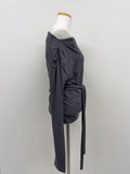 Boat Neck Shirring Wrap T-Shirt
