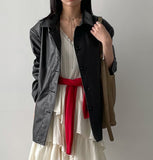 Flat Single Overfit Leather Jacket