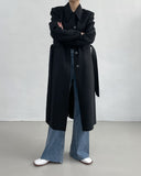 [Wool 90%] Big collar robe handmade long coat