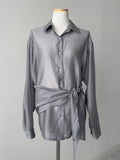 More Tencel See-Through Wrap Blouse