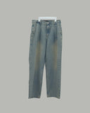 Sand one-tuck denim pants