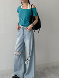 107 Damaged Wide Denim Pants