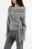 Clio wrap diagonal knit top