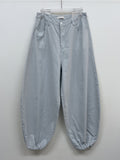Linen Cinch Back Balloon Fit Wide Pants