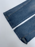 Slit semi-bootcut denim pants