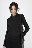 Slim long collar T-shirt
