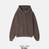 Brushed Henley Neck Pigment Hoodie