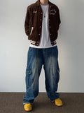 Curve Cut Washing Cargo Denim