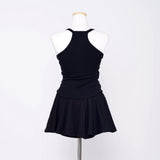 Feminine 3 PCS T-shirt + Sleeveless top + Banding Skirt Shorts Set