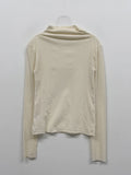 Velvet See-Through Mock Neck Polar Fleece T-Shirt