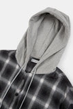 Wool sleeve snap flannel hood shirt