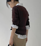 [Plan] Kissing Ribbed U-neck Knit T-shirt